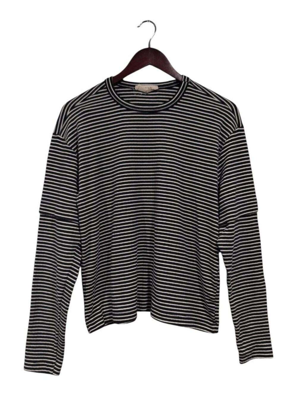 Back Beat Co Women's Black & White Striped Long Sleeved Casual Top Thick Sz XS